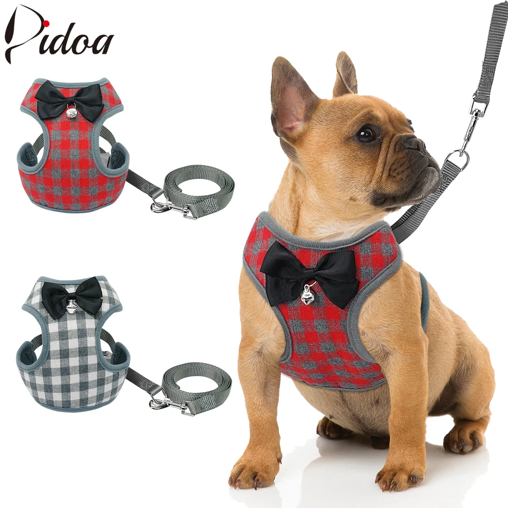 Kleine Hond Harness en Leash Set Huisdier Kat Harnas Vest Met Strik