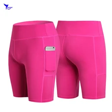 Женские быстросохнущие шорты для йоги с карманом, компрессионные колготки для бега, Женские Дышащие впитывающие пот шорты для спортзала, фитнеса, бега