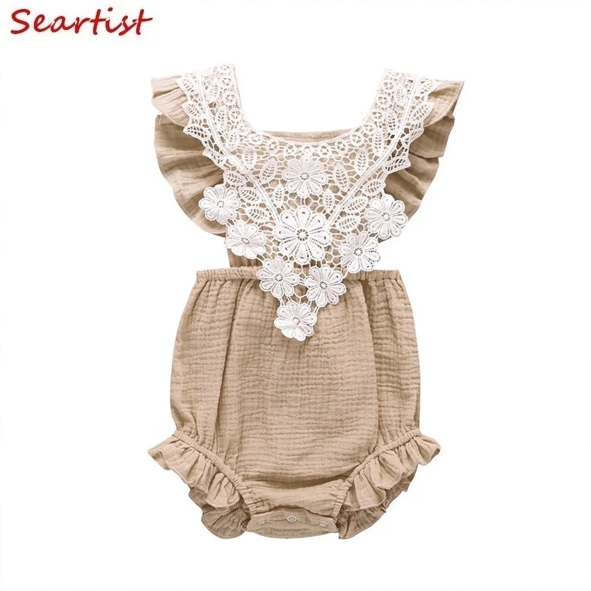 

Seartist 2019 New Newborn Baby Girl Clothes Cotton Summer Ruffle Sleeve One-Piece Overalls Bodysuit Jumpsuit for Girls Bebes 30