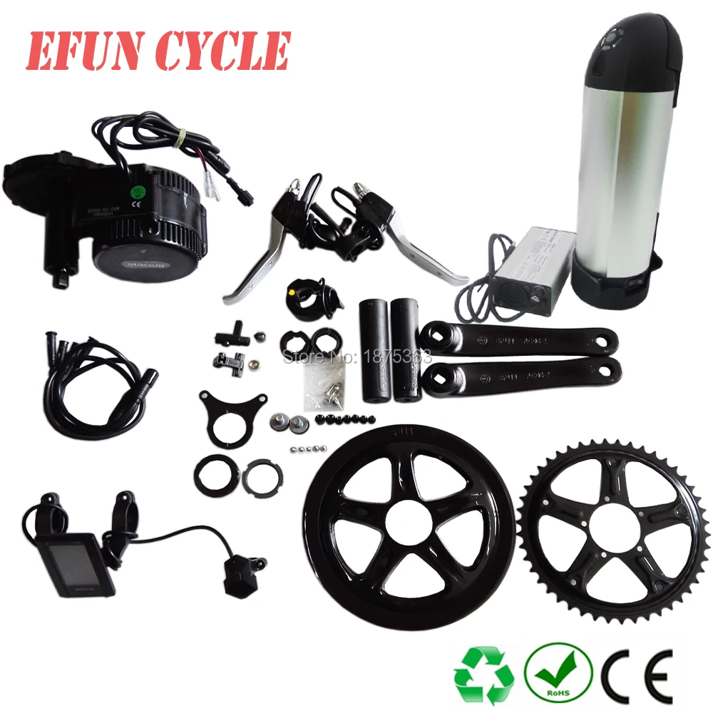 

Factory price 36V 14.5Ah Lithium ion bottle ebike battery+DIY conversion ebike kits Bafang BBS02 36V 500W mid drive motor kits