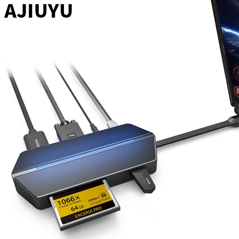 Тип-c HDMI конвертер VGA USB-C концентратора RJ45 Card Reader PD для Asus AsusPro B9440 P2430 P2530 T304 UA T303UA Q324 Q524UQ ноутбуки