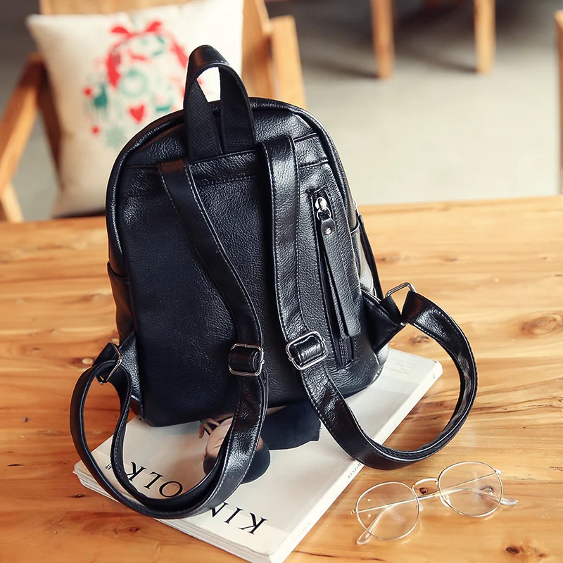 Винтажный женский дизайнерский рюкзак из искусственной кожи, женские дорожные рюкзаки, маленькая школьная сумка в консервативном стиле для девочек, рюкзак черного и коричневого цвета