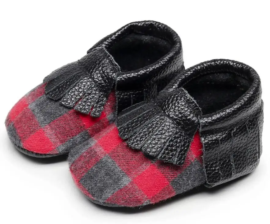 Recién Nacido Infantil franja bebé aduanas a cuadros búfalo cuero genuino mocasines primeros caminantes Soft sole botas Recién Nacido Infantil franja bebé aduanas a cuadros búfalo cuero genuino mocasines primeros caminantes Soft sole botas