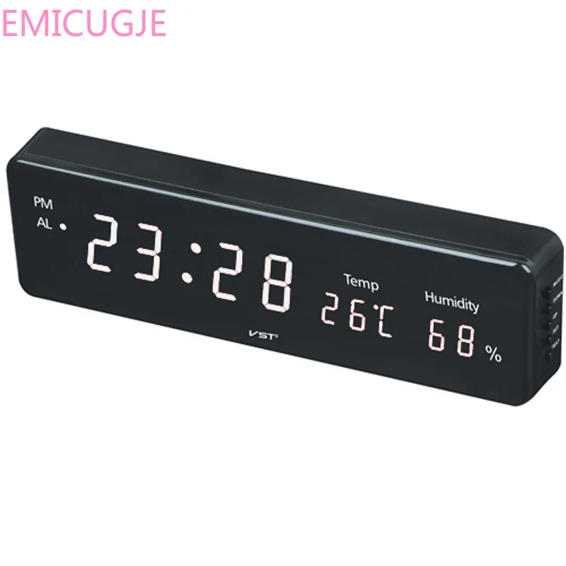 

Electronic humidity display Home modern led clock with alarm clock EU plug digital led clock led wall clock with temperature