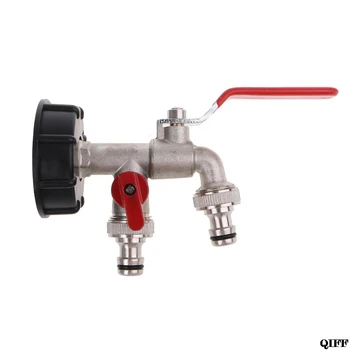 

IBC S60X6 Water Tank Outlet with Brass Tap & 1/2" Twin Tap Snap On Connector Water Butt Jun17