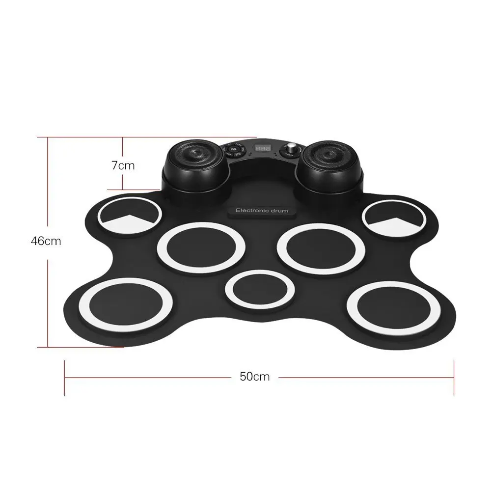 Small and portable Beginner adult children twin loudspeaker Usb Digital Electronic 7 silicon drum pads Drum Kit Set 