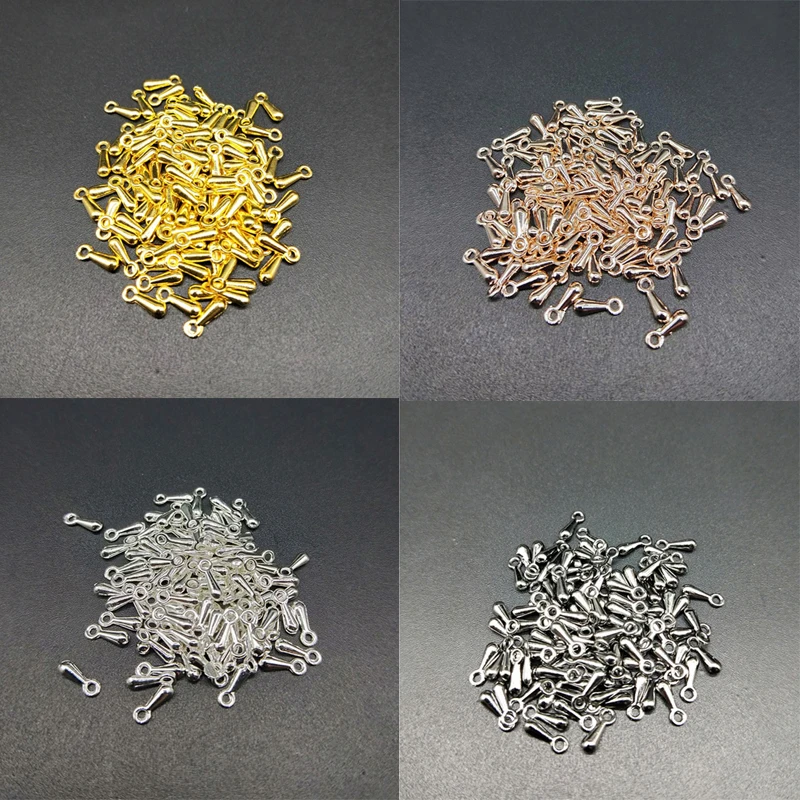 

100pcs/lot 2*7mm Cheap New Ending Droplets DIY Metal Beads End Of Extend The Chain Gold/Silver Plated For Necklace Bracelet Gift