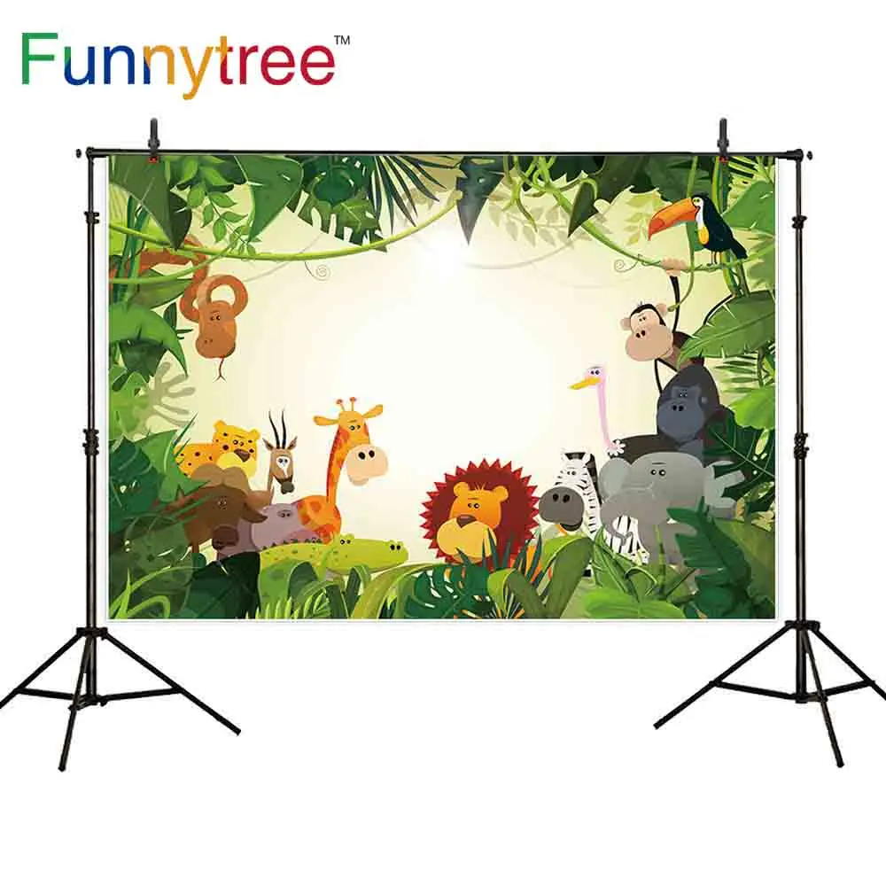 Фон для студийной фотосъемки Funnytree safari с животными вечеринки изображением