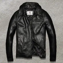 Импортный верхний слой из воловьей кожи мужской досуг короткий абзац кожаная деловая кожаная куртка с отворотами