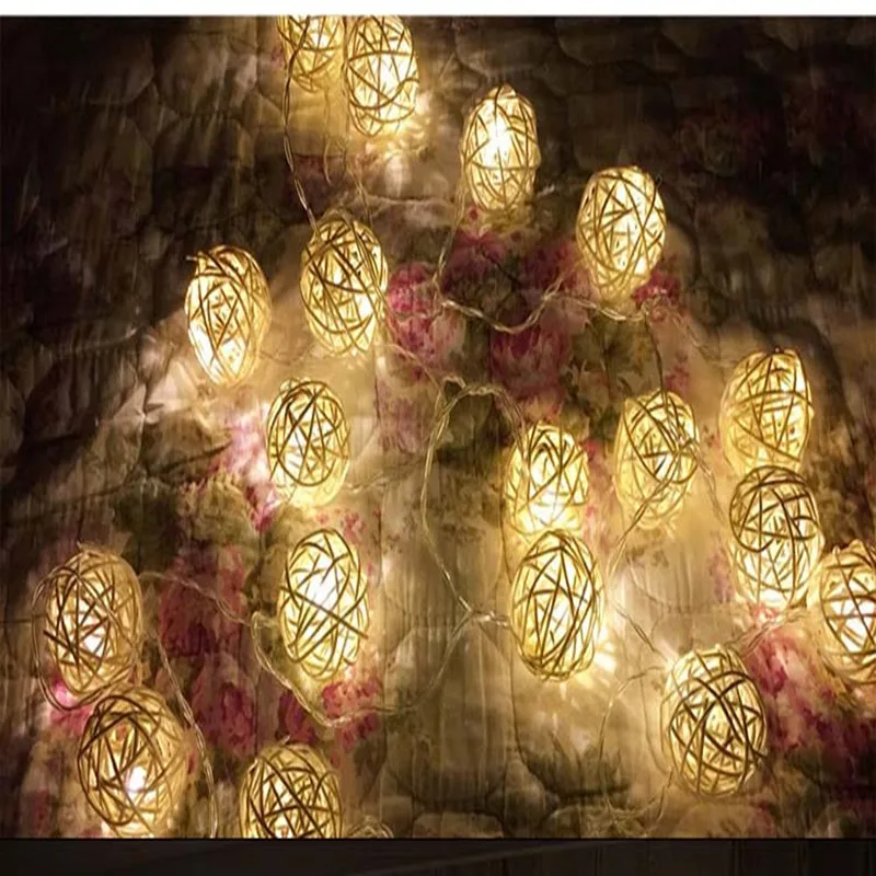 

4m leds LED Rattan Cotton Ball String Lighting New Year Christmas Garland lights Wedding Lamps Chandelier Home Luminarias Decor