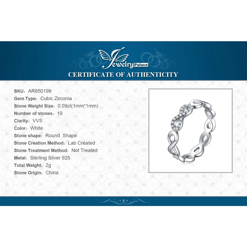 JewelryPalace Бесконечность Forever Love юбилей обещание кольцо чистый 925 пробы серебряные ювелирные изделия для женщин подарок
