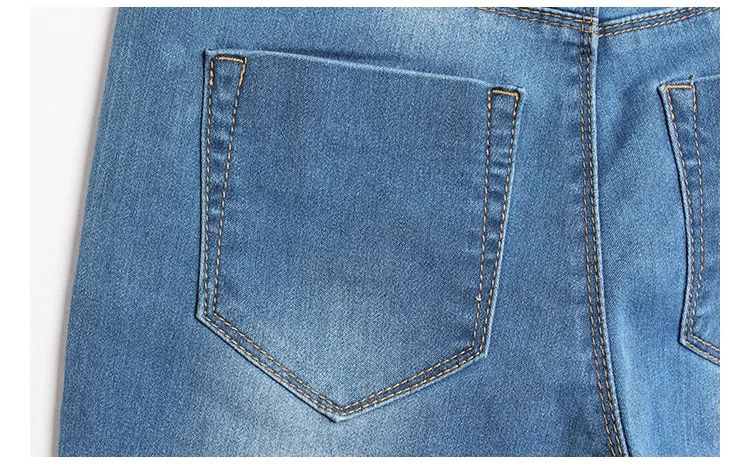 Мода бренд обтягивающие рваные с высокой талией джинсы женские корейские узкие тонкие брюки-карандаш капри Синие рваные джинсы SL017