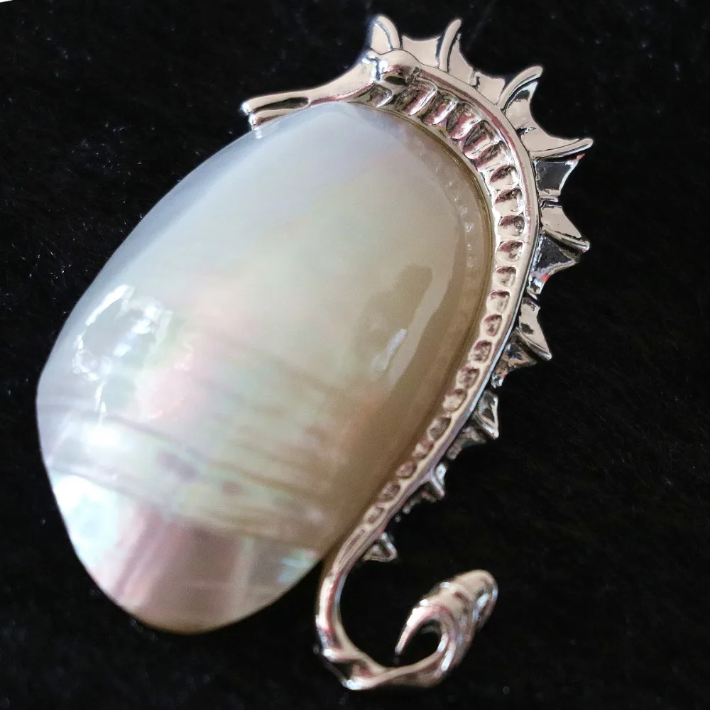 Popular natural white mother shell hippocampus 51*29mm animal design silver color purfle pendant B1143|pendant earring|pendant contactpendant angel |