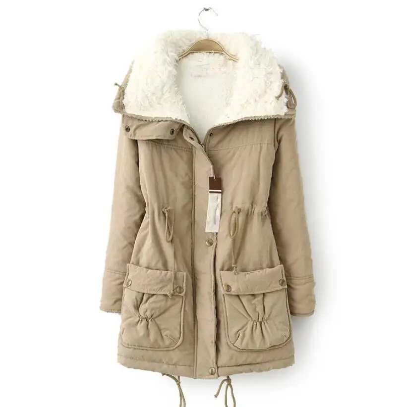 

Winter Cotton Coat Women Slim Snow Outwear Medium-long Wadded Jacket Thick Cotton Padded Warm Cotton Parkas