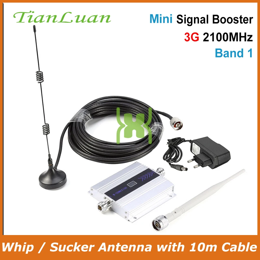 

TianLuan 3G Mobile Cell Phones Signal Repeater Booster Amplifier UMTS 2100MHz (Band 1) Sucker Antenna Set for 3G Voice and Data