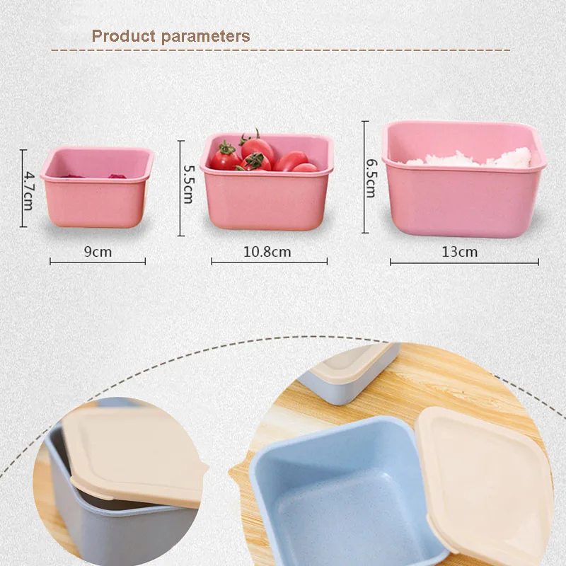Portátil de alta calidad de paja de trigo fibra térmica caja de almuerzo Bento caja de almacenamiento de contenedores de alimentos de deportes al aire libre Camping Picnic herramienta