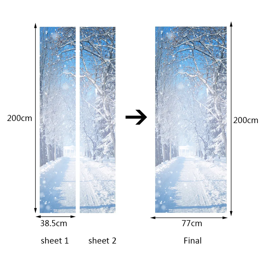 Hot Sale 3D Beautiful Landscape Door Stickers For Living Room Bedroom PVC Adhesive Wallpaper Home Decor Waterproof Mural Decal