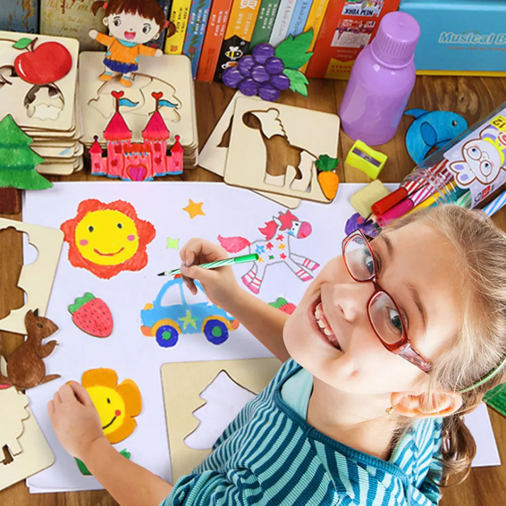 

100 Pcs Creative Paint Toy Set Baby Toys Coloring Drawing Board Kids Toys Craft Children Creation Educational Wooden Drawing Toy