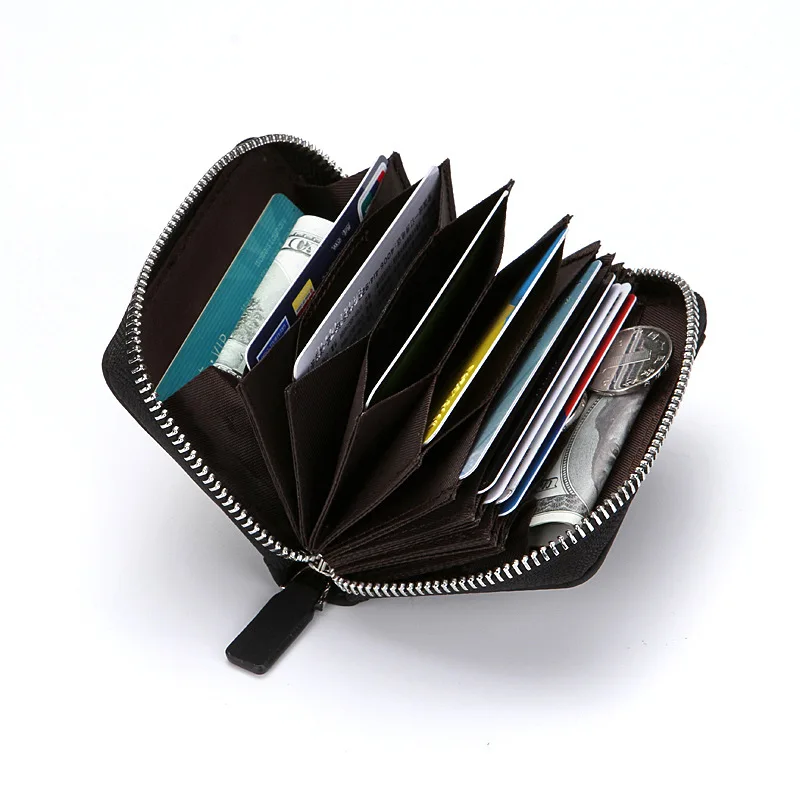 

Anti Scanning RFID Protective Multi Plastic Credit Bank Card Case Holder Men Male Zipper PU Leather Coin Change Wallets Purse