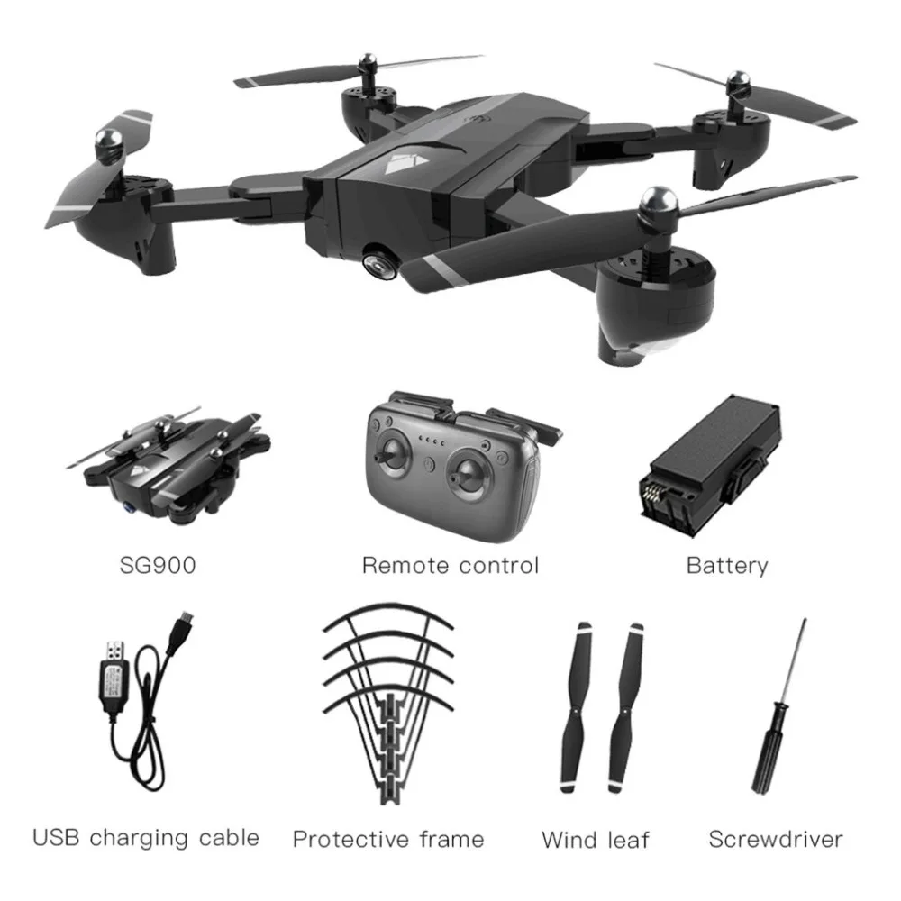 

SG900 Foldable Quadcopter 720P Drone Quadcopter WIFI FPV Drones GPS Optical Flow Positioning RC Drone Helicopter With Camera HOT