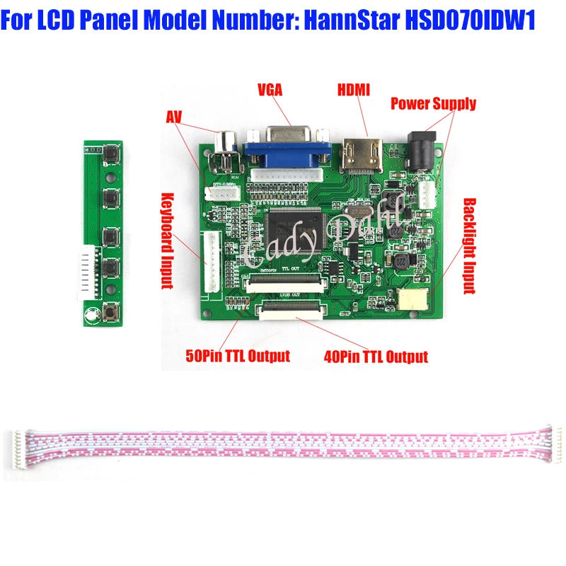

High Brightness HDMI VGA 2AV TTLController Board for HSD070IDW1 800X480 60 Pins TFT LCD Display Panel Freeshipping