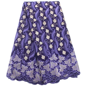 

Swiss Voile Lace In Switzerland African Lace Fabric Purple High Quality Nigerian Dry Lace Fabric Embroidered Cotton Material