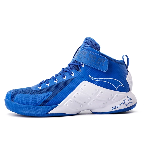 ONEMIX Newest Men Basketball Shoes Male Ankle Boots Anti-slip outdoor Sport Sneakers Plus Size EU 39-46 Free Shipping - Цвет: Royal Blue White