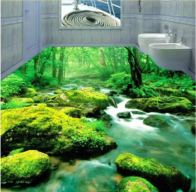 custom 3d floor tiles murals wallpaper Green Forest floor wallpapers