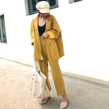 Set female 2019 spring and autumn new loose casual suit trousers two sets of temperament fashion solid color women's clothes Set female 2019 spring and autumn new loose casual suit trousers two sets of temperament fashion solid color women's clothes