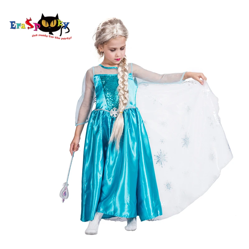 Костюм для девочек; платье принцессы Эльзы; маскарадный костюм снежной принцессы на Хеллоуин; Детские праздничные платья для девочек; накидка Анны для костюмированной вечеринки
