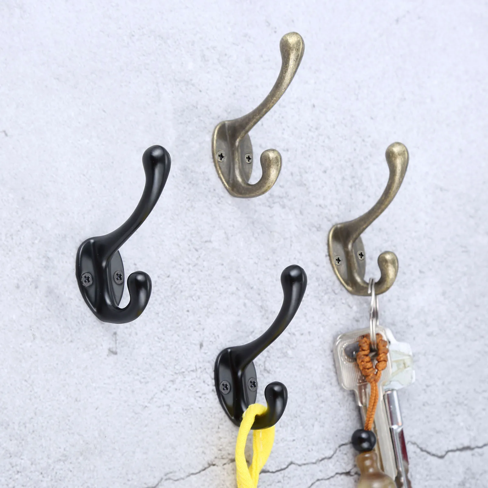 

DRELD 1Pc Antique Alloy Home Hat Coat Clothes Towel Wall Door Hangers Hooks Bathroom Accessories Coat Hooks Bronze Tone w/Screws
