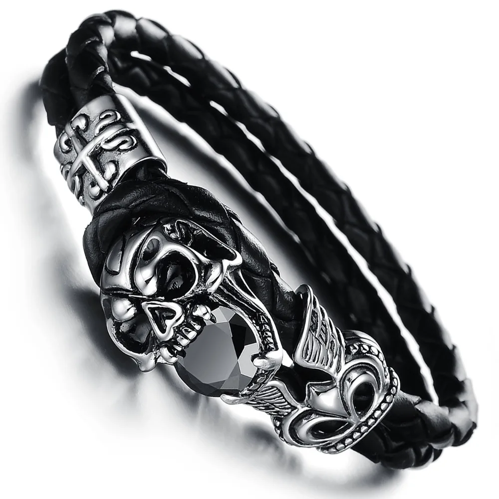 Trend Street Dance Bracelet Hot Jewelry Personality Domineering Ghost Head Leather 3-PH846 | Украшения и аксессуары