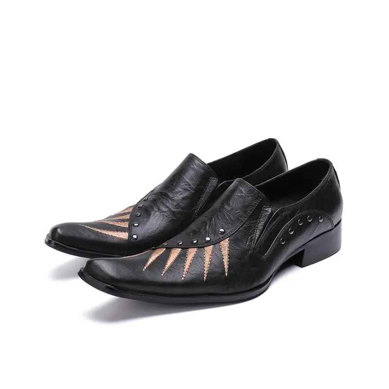 

New Square Toe Business Dress Men Shoes Rivets Personalized Zebra Pattern Leather Men's Shoes