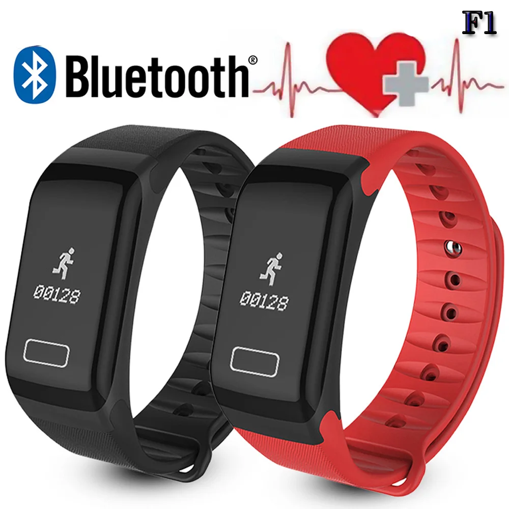 F1 Smartband Fitness Tracker Wristband Heart Rate Monitor Blood ...