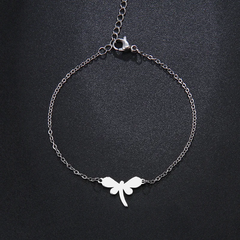 CACANA Stainless Steel Bracelet For Women Man Big Dragonfly Gold And Silver Color Pulseira Feminina Lover's Engagement Jewelry