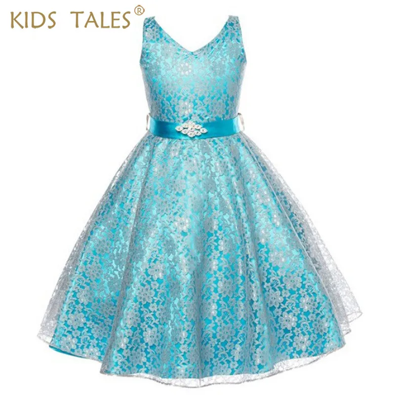 

Girls party wear clothing for children summer sleeveless lace princess wedding dress girls teenage well party prom dress