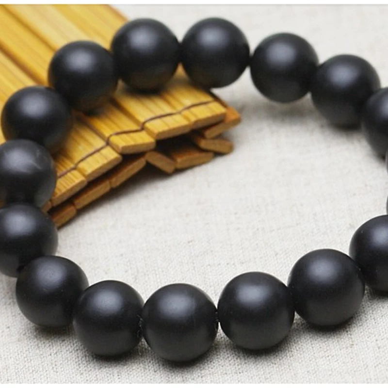 Vintage Natural Stone Black Jade Bracelet Byanshi Strand male Bracelets & Bangles Men Wristband