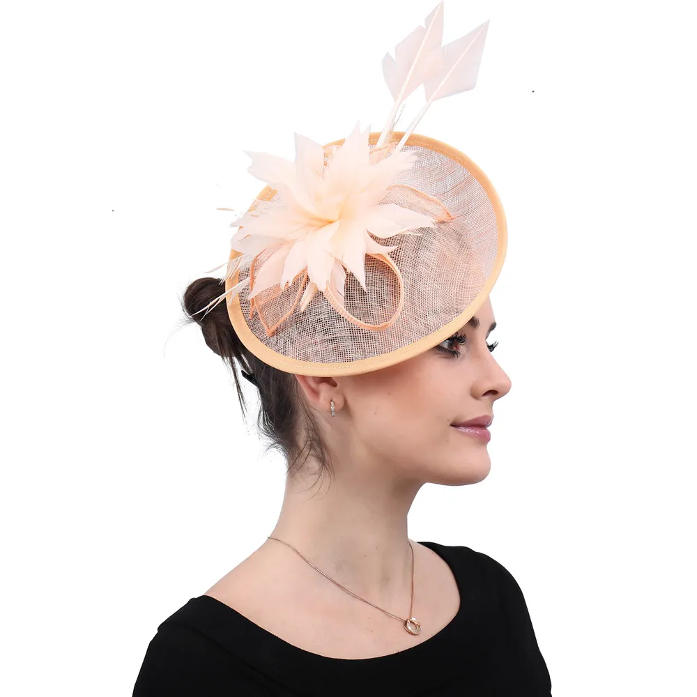 

Weddings Champagne Fascinators For Hats Elegant Ladies Female Derby Headwear Hair Clips Women Bride Cocktail Race Headpiece