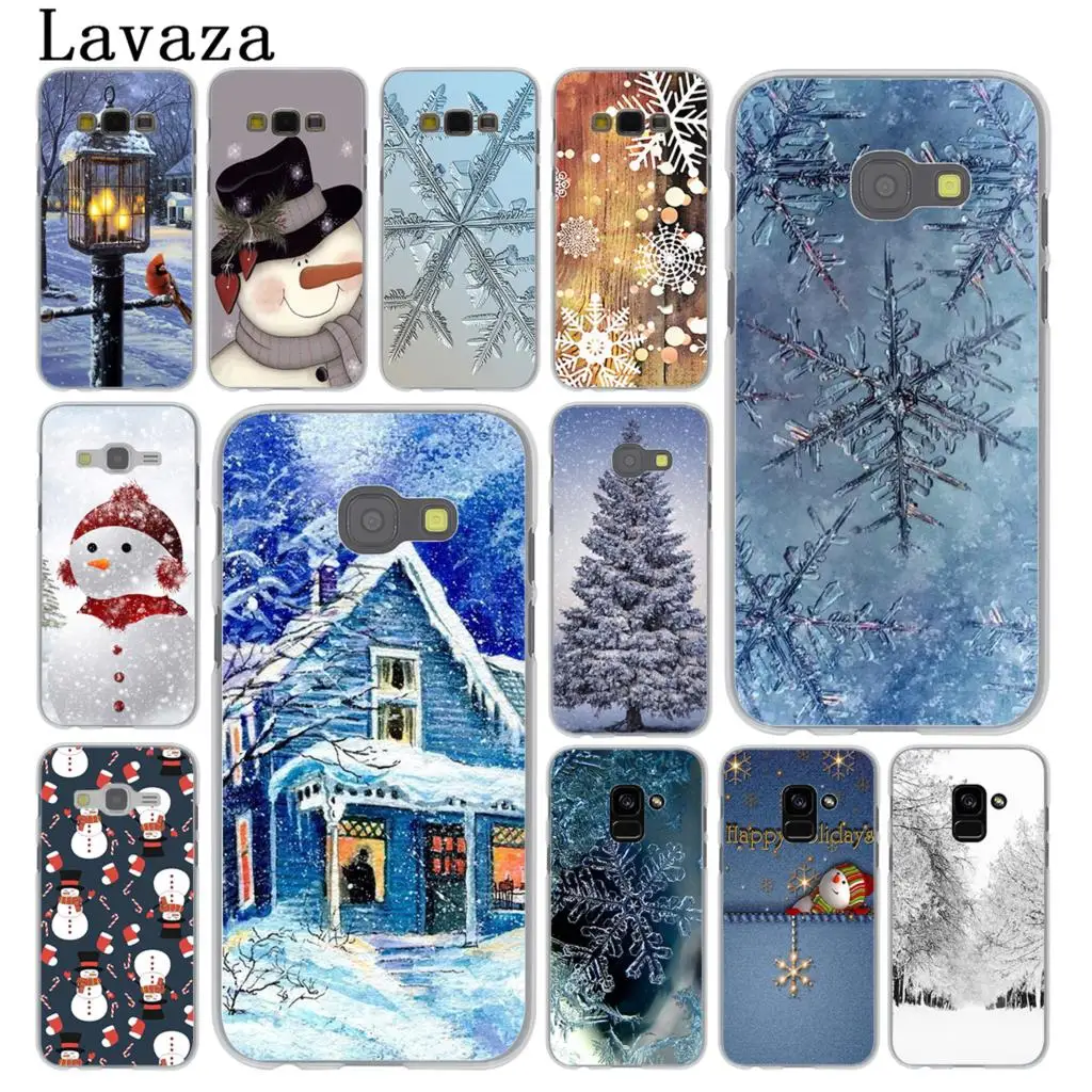 

Animated Winter snowman snow Hard Case Transparent for Galaxy A3 A5 7 8 J5 7 & Note 2 3 4 5 & Grand Prime