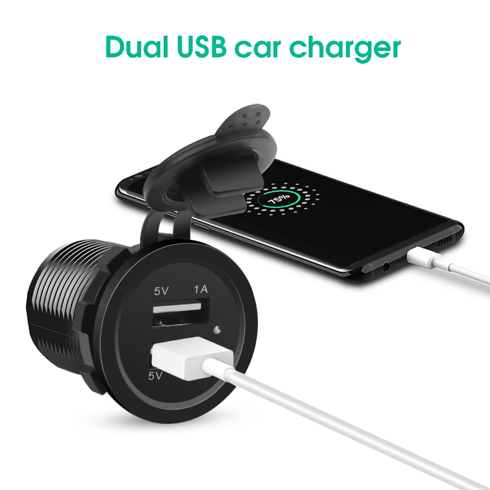 

12V/24V Dual Port Car USB Charger 5V 3.1A Power Outlet Socket For Ipad Iphone Car Boat Mobile Phones Led For Car Motorcycle