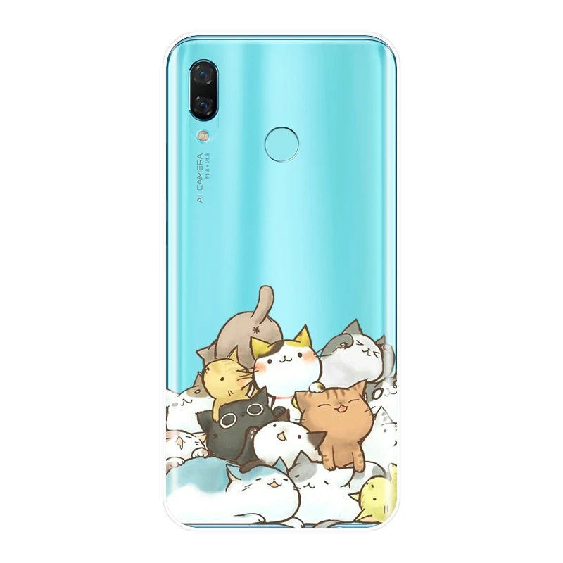 Задняя крышка Kawaii Cat Japan для Huawei Nova 2i 3 3I 3E 2 Lite Plus мягкий силиконовый чехол Smart 2017