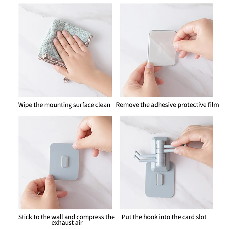 Rotatable hook strong adhesive towel rack Bathroom wall rack without punching and no trace hook