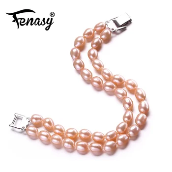 

FENASY Charm bracelet,natural Pearl Jewelry,925 sterling sliver bracelet women,pink beads bracelet female,chain link bracelet