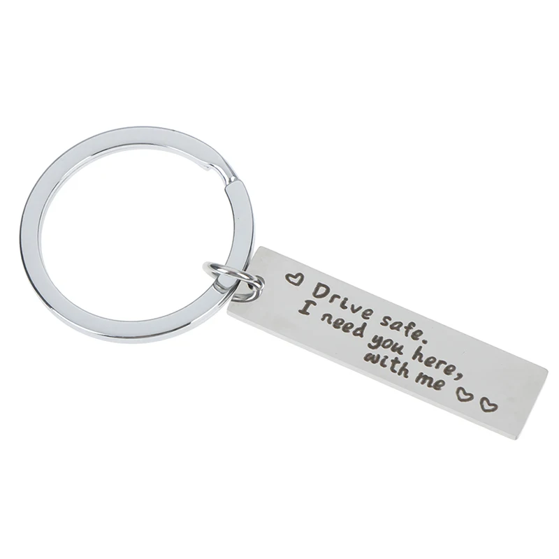 1 Pcs Drive Safe Car Keychain Letter I need you here with me Trucker Keyring Gift For Husband Boyfriend Dad Valentines Day | Игрушки и