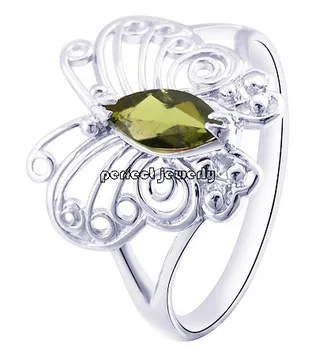 

Per jewelry Natural real tourmaline butterfly style ring Free shipping 925 sterling silver 0.5ct gemstone #C972210
