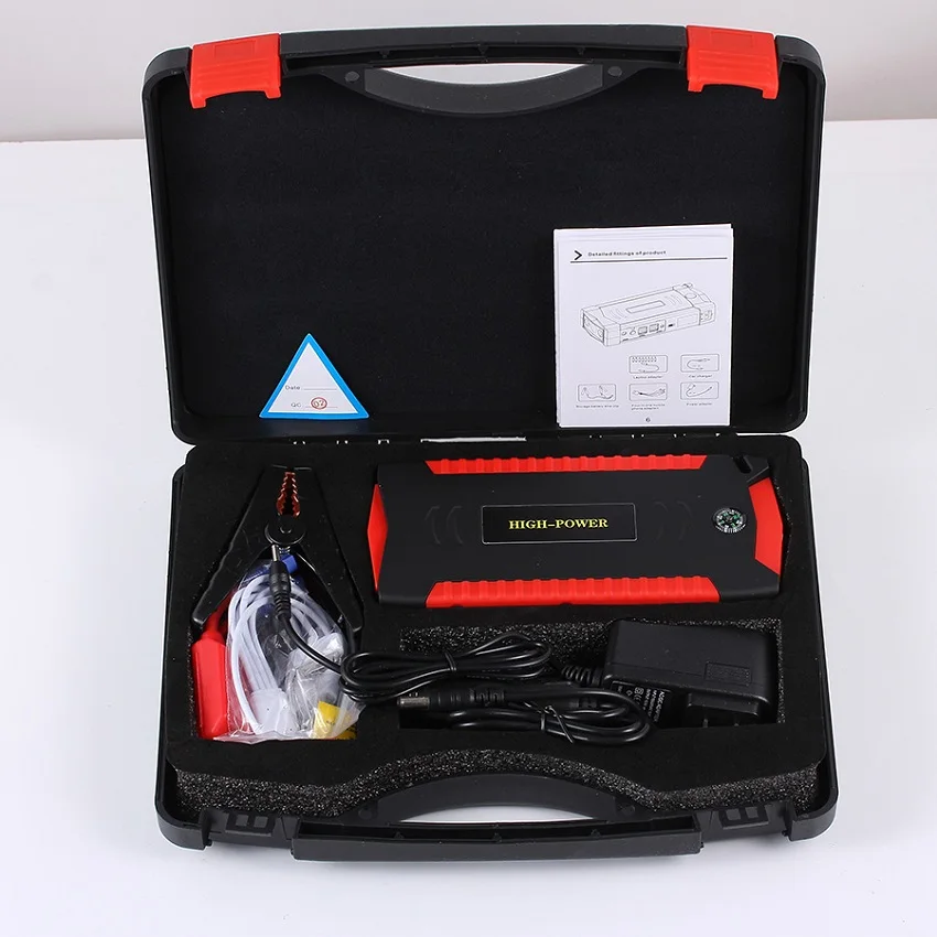 Универсальный автомобильный Jump Starter реальные 18000 мАч аварийного Мощность банк 12V 4USB 600A автомобиля Батарея стартер скачка бустер автомобиля пусковое устройство - Цвет: Красный