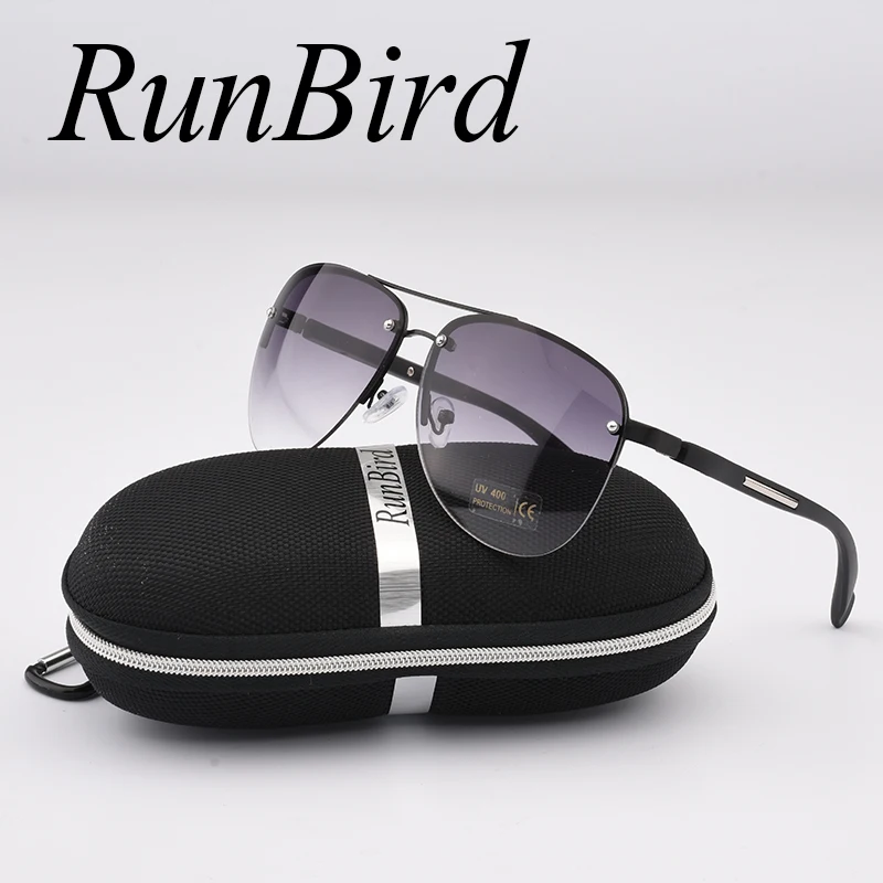 

RunBird Fashion Sunglasses Women Popular Brand Design Semi-Rimle Luxury Men Classic Sun Glasses With Original Case R045