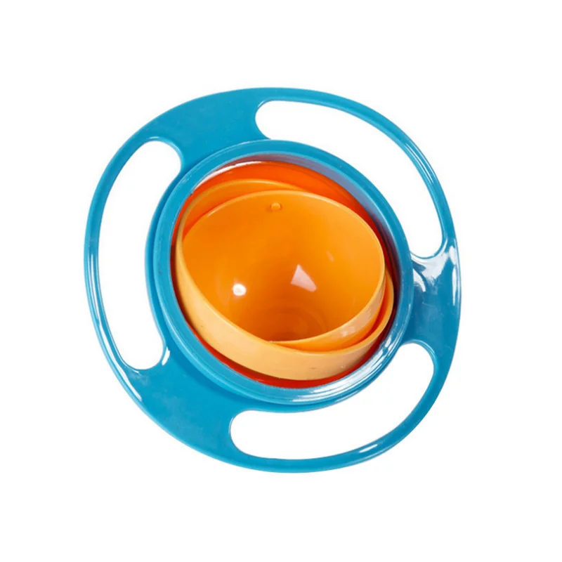 

360 Rotating Baby Food Grade Plastic UFO Gyro Style Bowl Round Leakproof Anti-dumping Overflow Children Feeding Fruit Turntable
