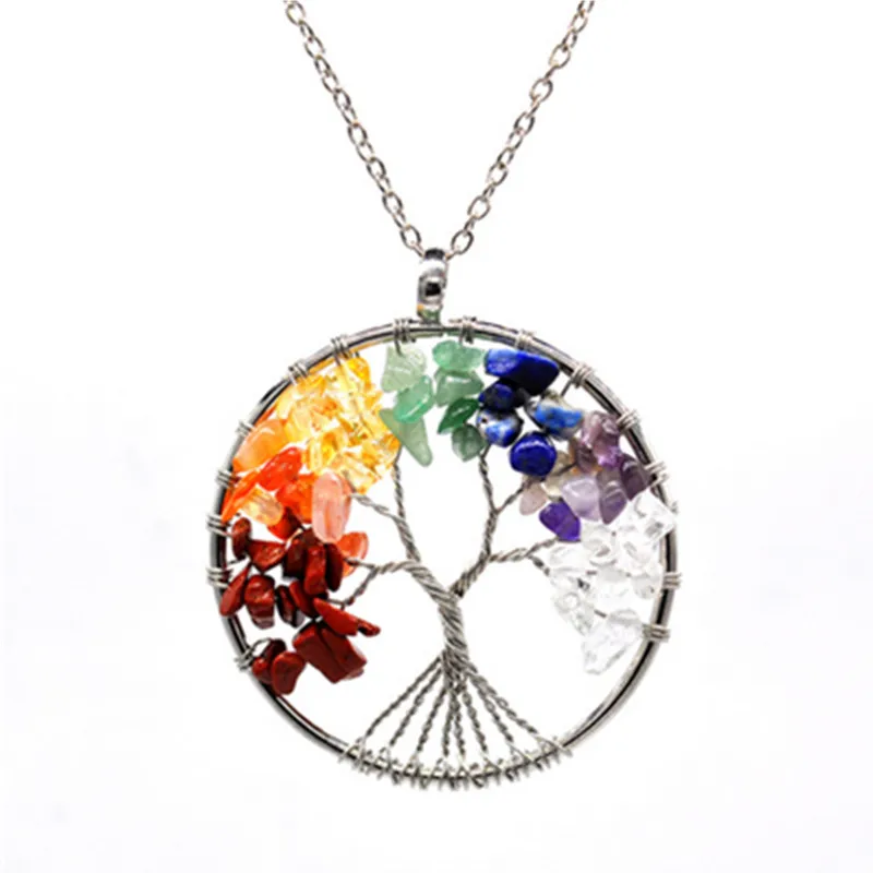 

Hot New Natural Gravel Life Tree Pure Handmade Life Tree Pendant Necklace Fashion Necklaces for Women 2019 Statement Necklace