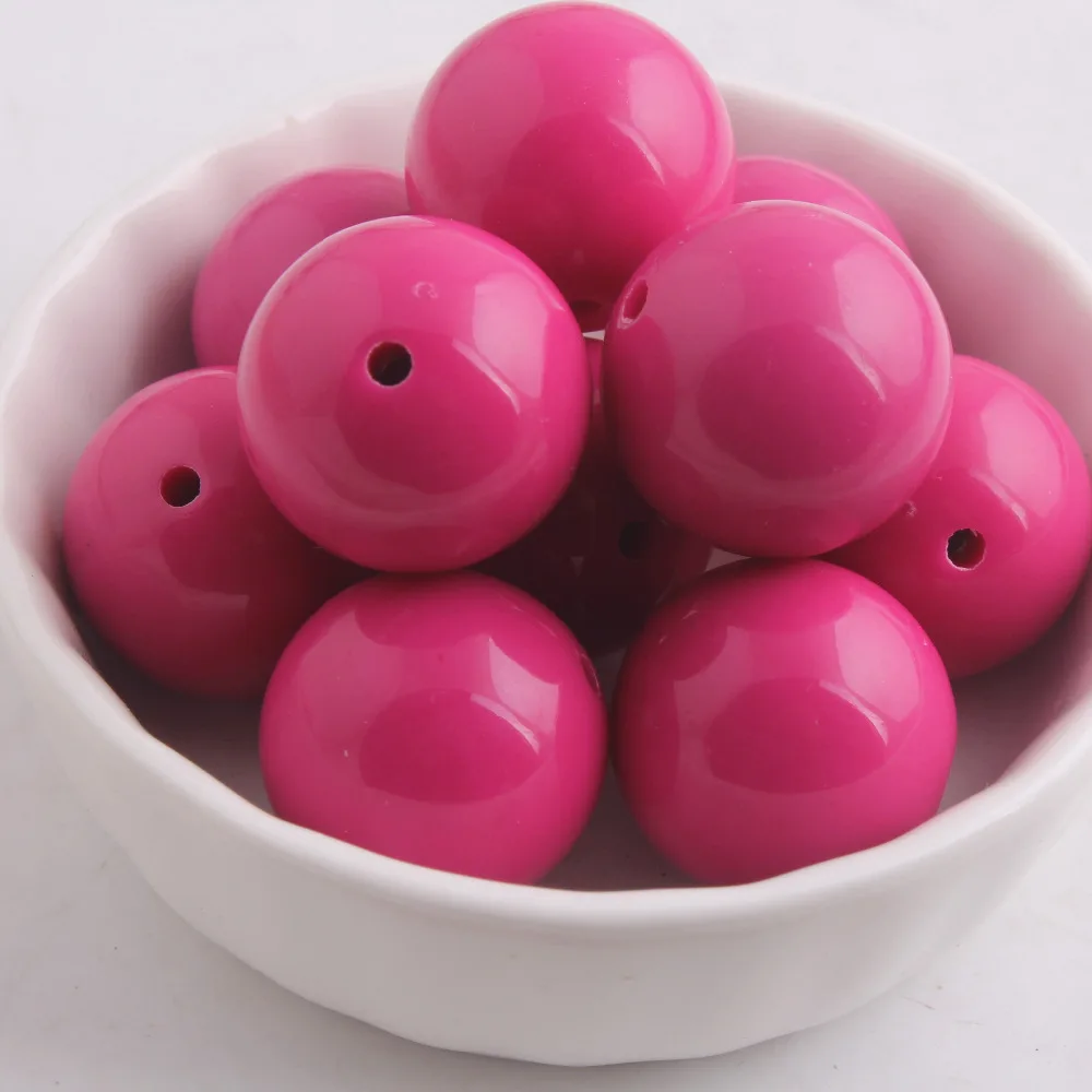 

Kwoi vita Hotpink Color Chunky 20MM 100pcs Acrylic Solid Bubble Gumball Beads for Kids Necklace Jewelry